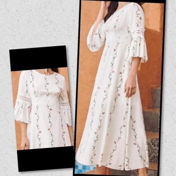 $8~SHEIN White BOHO Dress~NWOT~Size M. $8 WHEN BUNDLED WITH 3 OR MORE - Picture 5 of 11